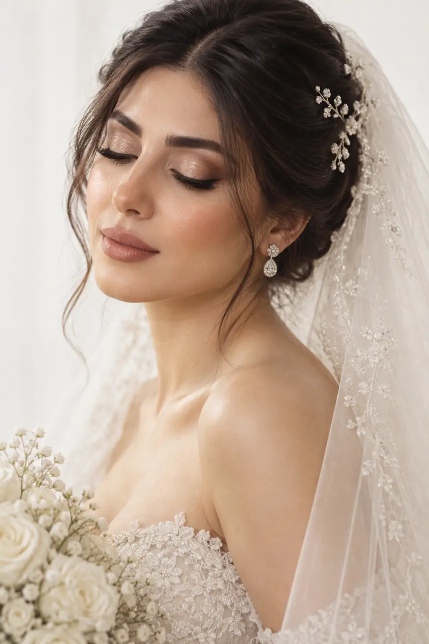 پرتره عروس با میکاپ و شینیون